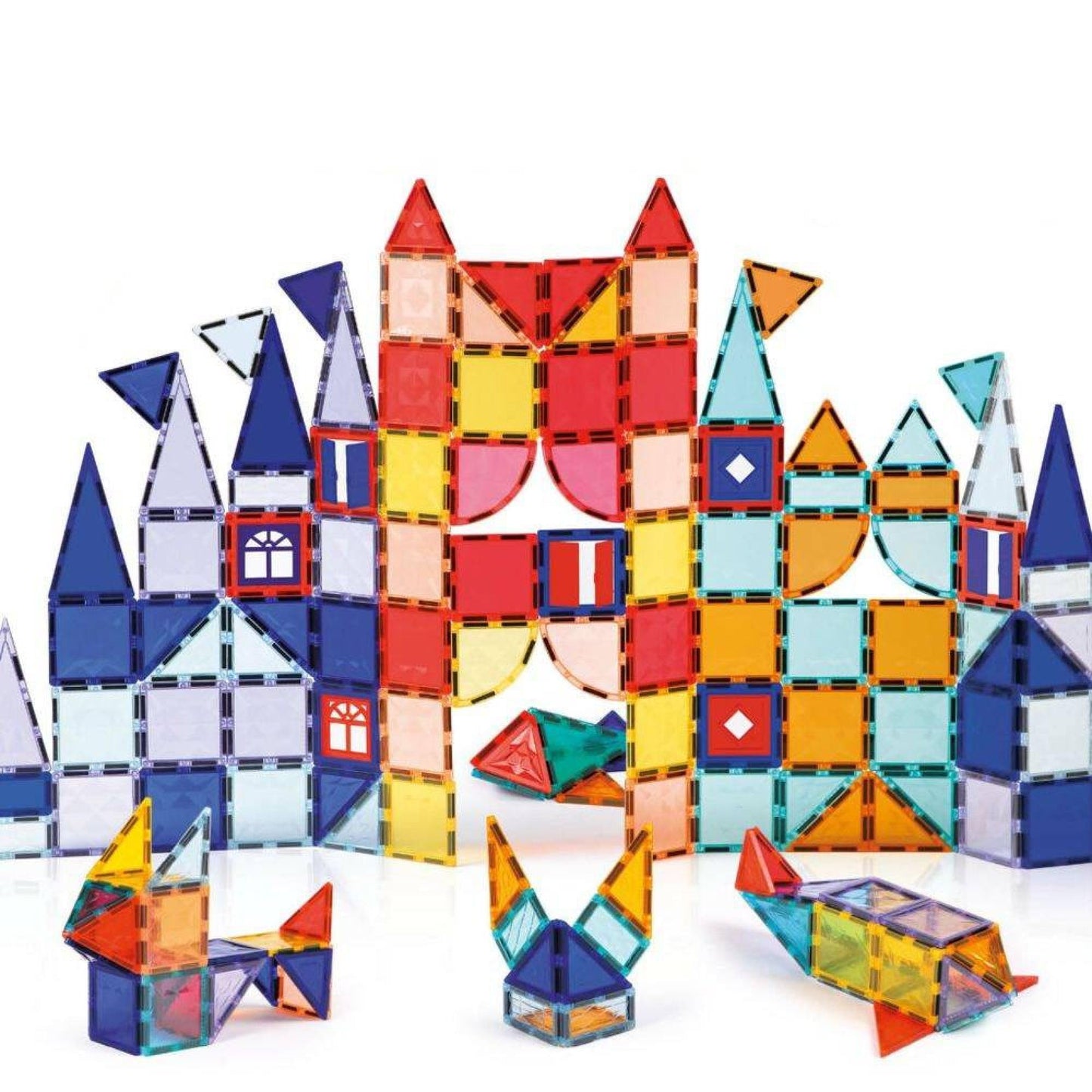LUDI Magnetische XXL Set de construcție 3D cu 100 piese magnetice pentru copii de la 3 ani