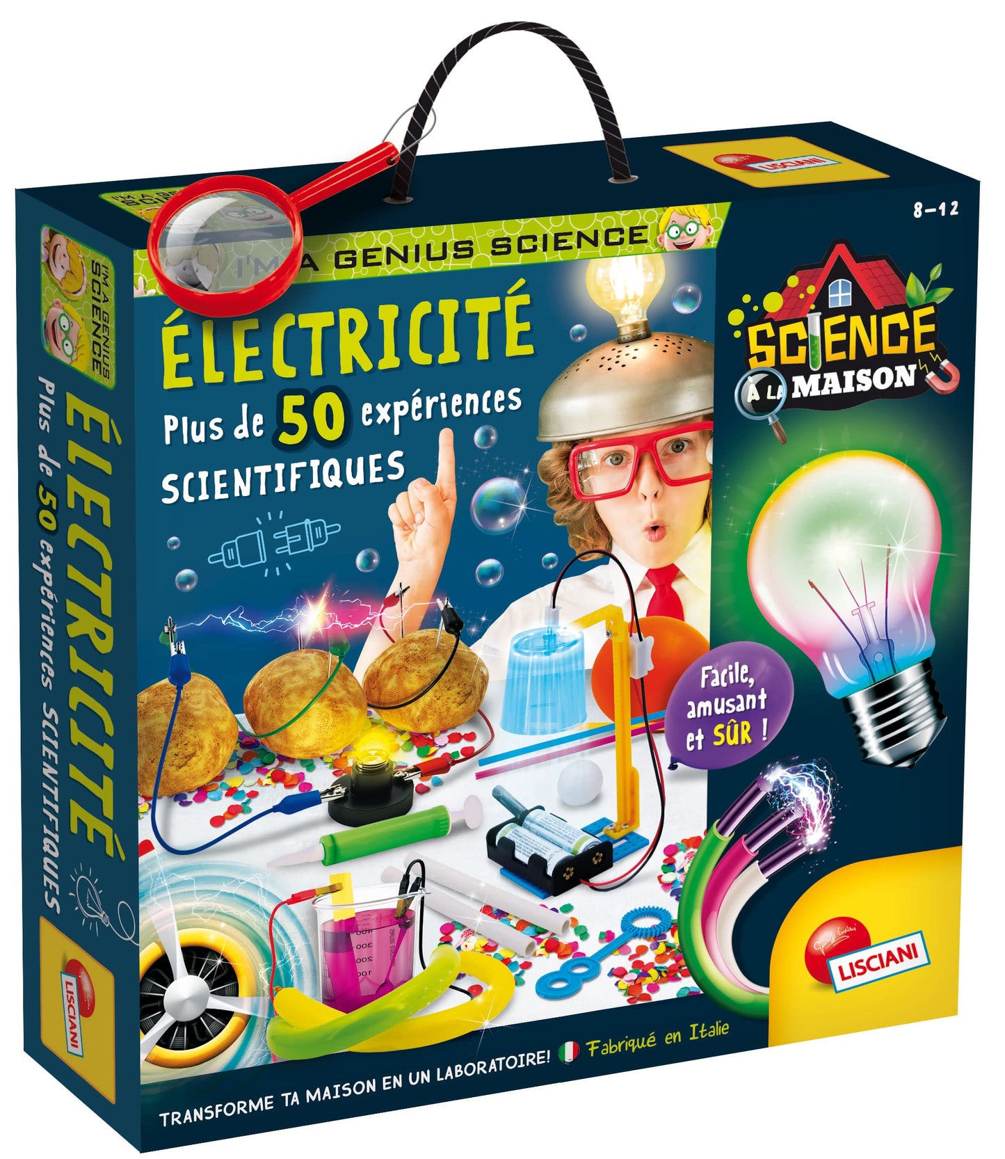 Lisciani – I'm A Genius Elektrizitate – Peste 50 de experimente științifice despre electricitate – Kit științific – Joc educativ pentru copii de 7-12 ani