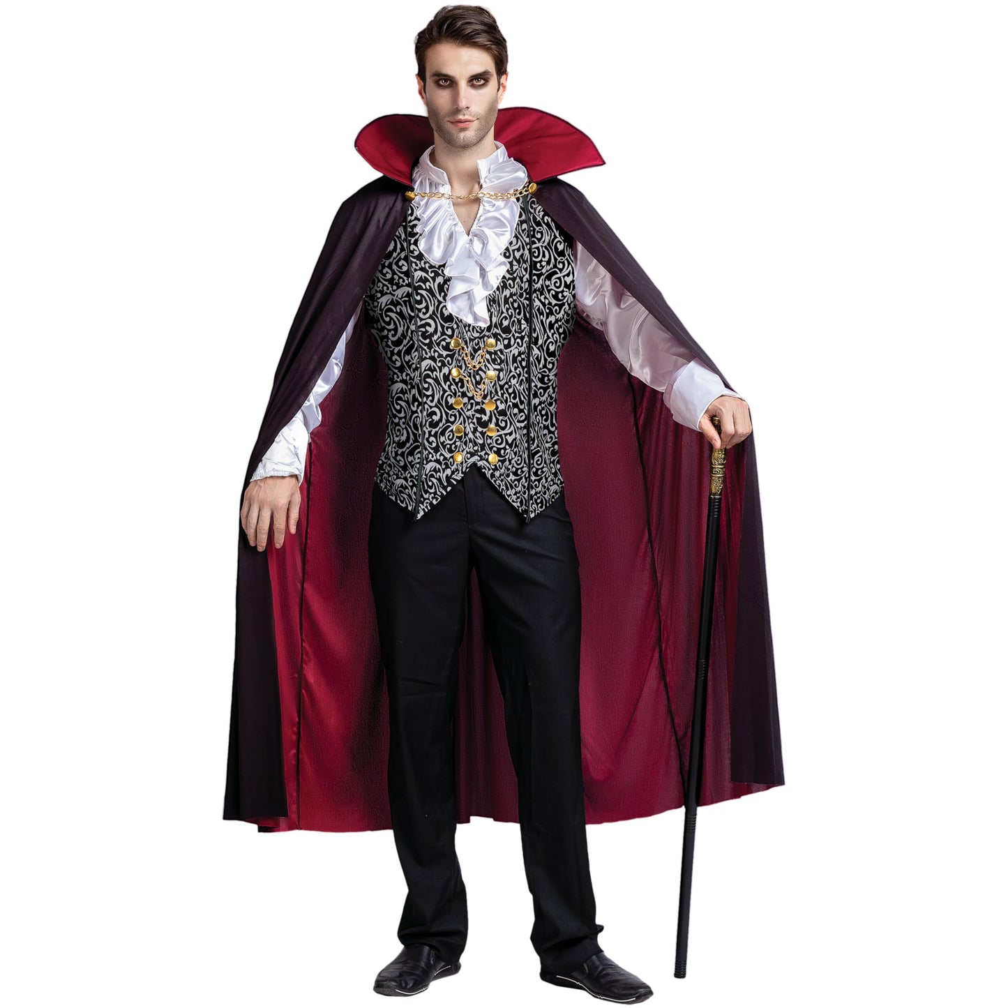 Spooktacular Creations Renaissance Costum Vampir Deluxe pentru Bărbați pentru Halloween și Joc de Rol (argintiu, M)