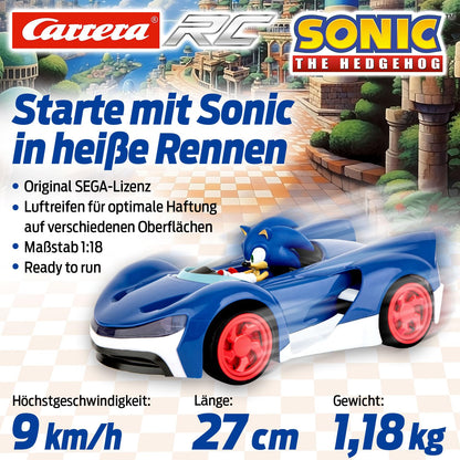 Masina cu telecomanda Sonic Racer, Albastru, 26.5 x 15.9 x 12 cm