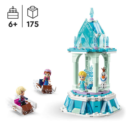 LEGO Disney Princess - Caruselul magic al Annei și Elsei, jucărie inspirată de Palatul de Gheață Frozen, cu 3 figurine iconice și figura lui Olaf 43218