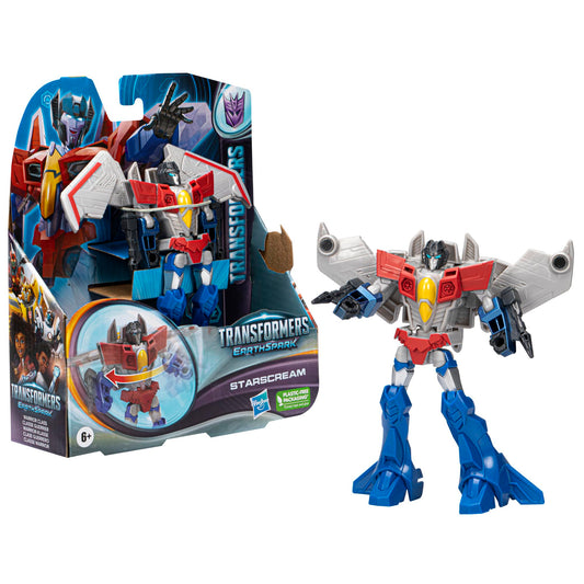 Transformers EarthSpark Warrior-Klasse Starscream - Figură de acțiune, jucărie robot pentru copii de la 6 ani, 12,5 cm