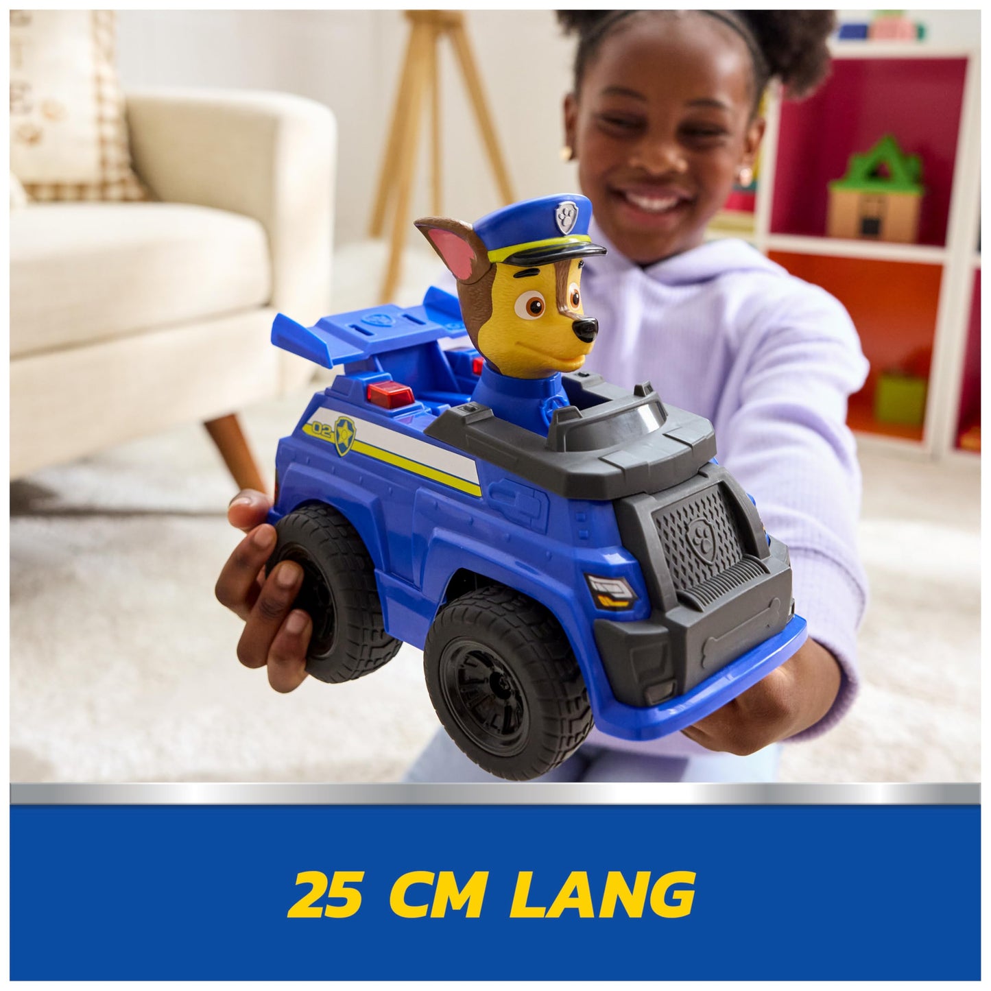 PAW PATROL Chase Mașinuță de poliție cu telecomandă și efecte luminoase 25 cm pentru copii de la 3 ani
