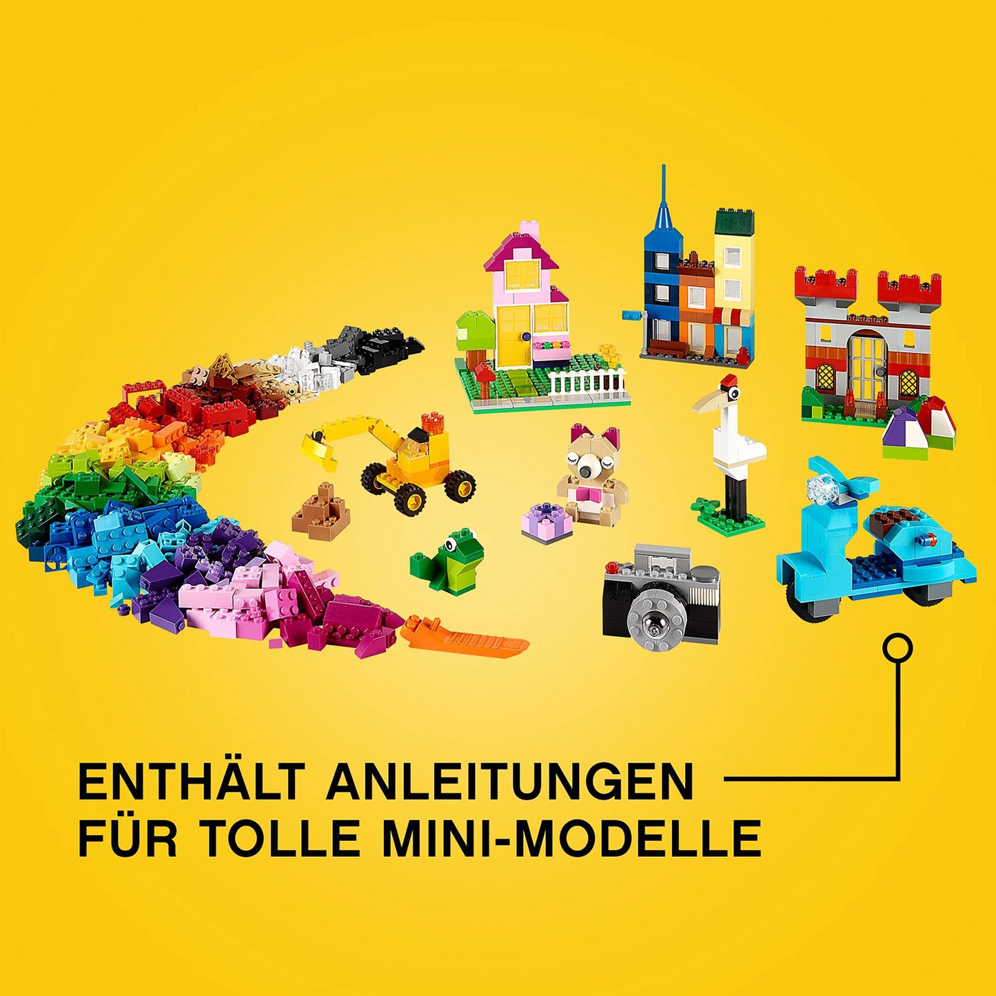 LEGO Classic Cutie Box cu Piese Mari, Jucărie de Construcție pentru Fete și Băieți, cu Cutie de Depozitare, Include Piese Colorate, Roți, Uși, etc. în 33 de Culori, Cadou pentru Copii de la 4 Ani 10698