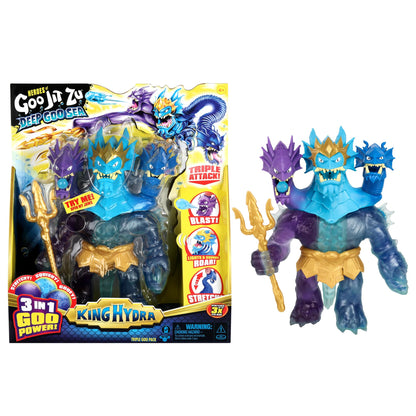 Héroes de Goo JIT Zu - Figurina King Hydra din Deep Goo Sea cu Atac Triplu 3 în 1 al Puterii Goo. De asemenea, emite Sunete de Bătălie și Lumină!