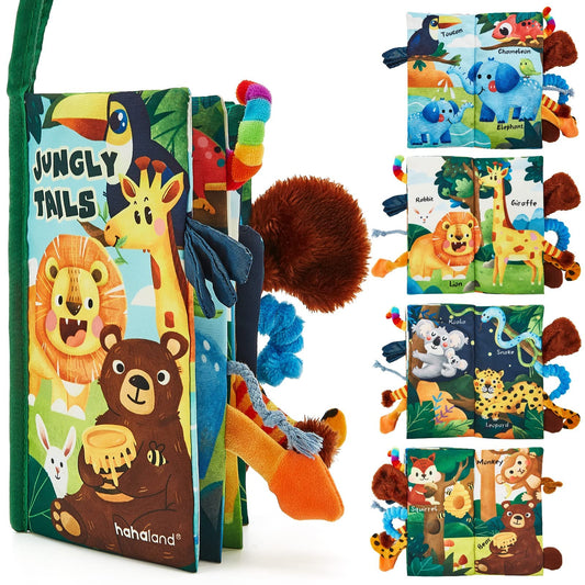 Hahaland Babybuch - Carte din material pentru bebeluși, 0+ luni, cu imagini 3D, carte senzorială, carte care foșnește, cadou pentru băieți și fete.