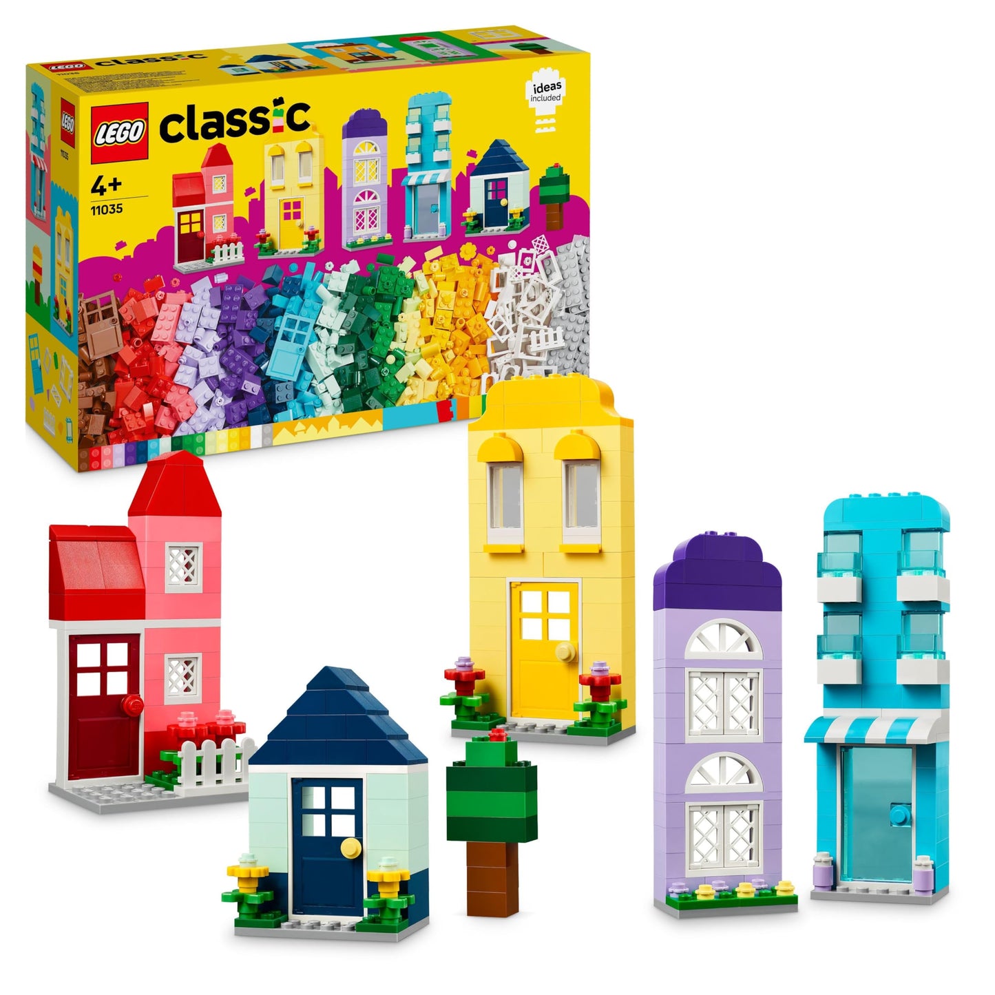 LEGO Classic Case Creative, Set de Piese pentru Copii, Jucărie de Construcție cu 850 de Piese, Jucărie pentru Construirea Caselor cu Accesorii, Cadou pentru Băieți și Fete de la 4 Ani 11035