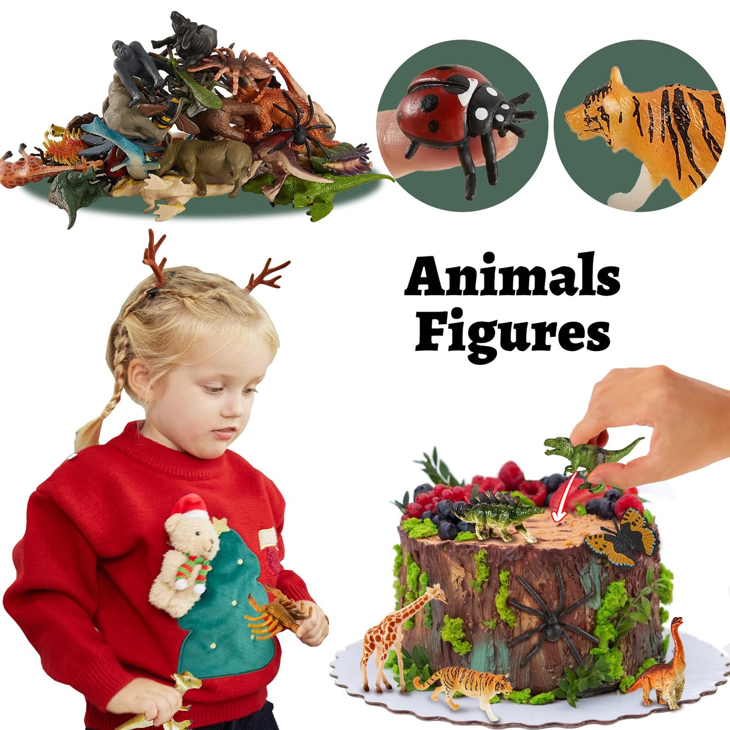 TOEY PLAY Set 36 Figurine Animale, Dinozauri, Insecte