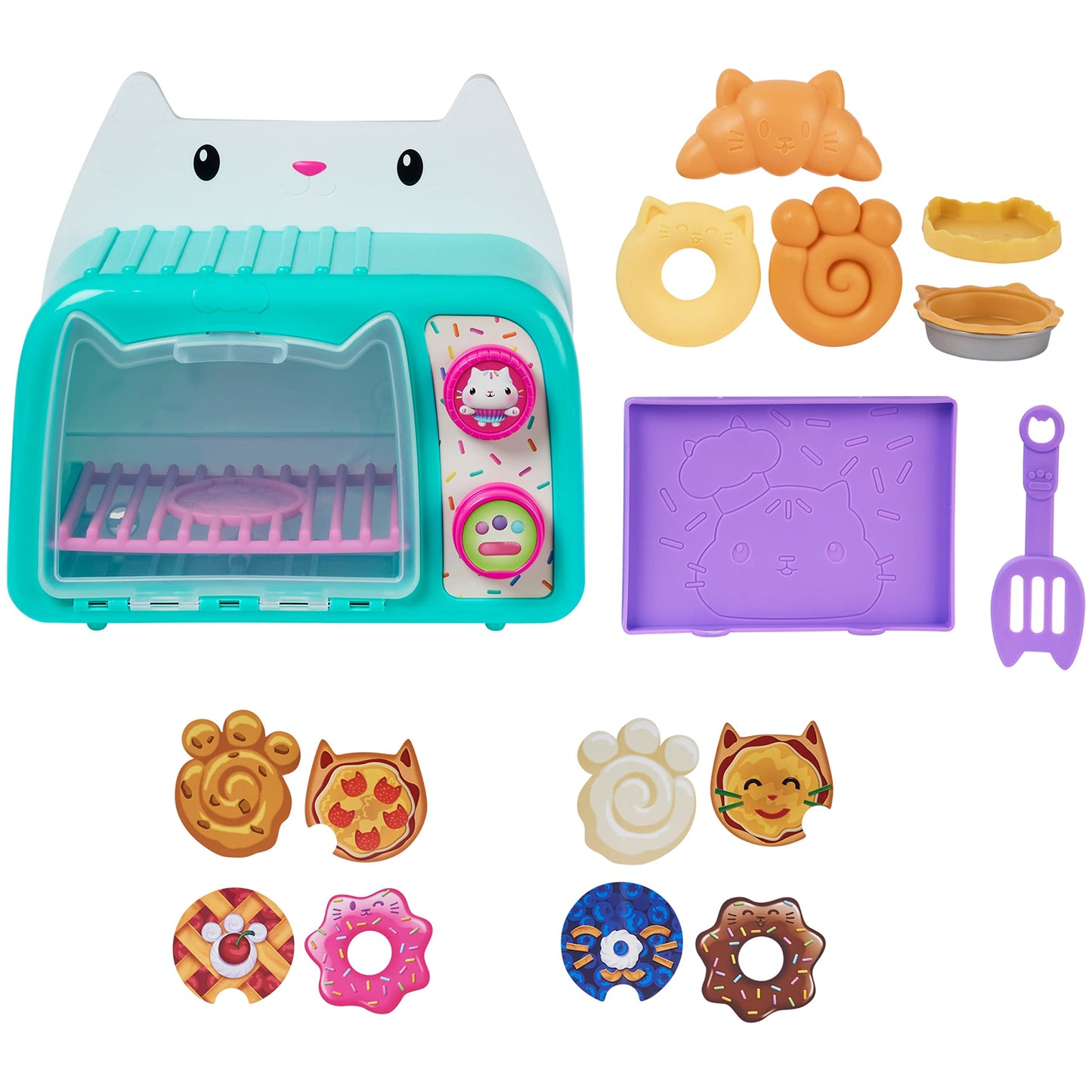 Gabby's Dollhouse, Cakey’s Ofen - Jucărie de rol cu efecte de lumină și sunet, accesorii pentru bucătării de jucărie și alimente, potrivită pentru copii de la 3 ani.