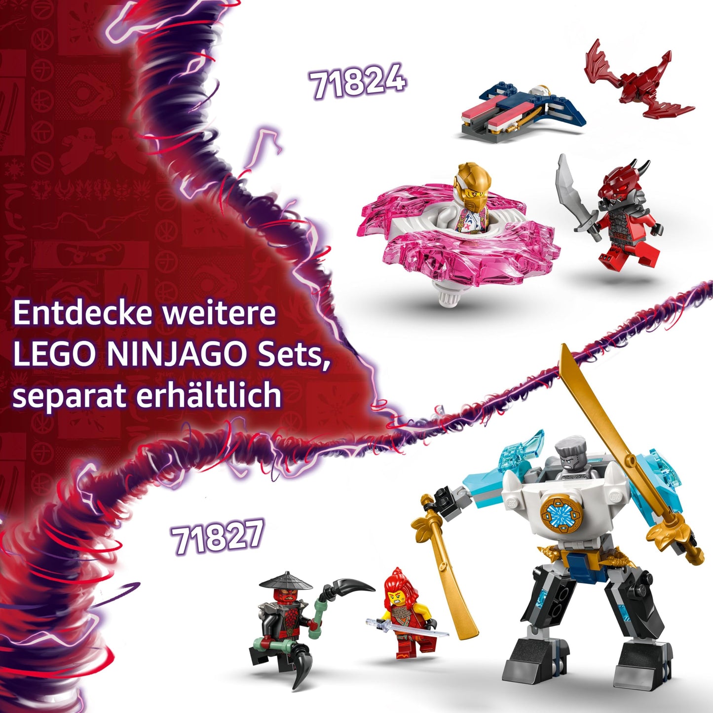 LEGO NINJAGO Spinner Spinjitzu al lui Kai - Jucărie Ninja cu 2 Minifiguri - Set de joacă mic pentru copii - Cadou pentru băieți și fete de la 6 ani 71823