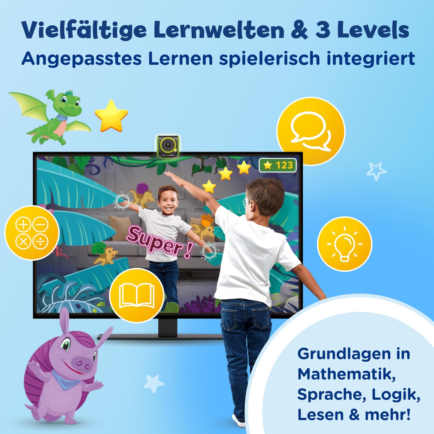 VTech LeapMOVE Consolă de jocuri interactive cu mișcare pentru copii de la 4 ani (limba germană)