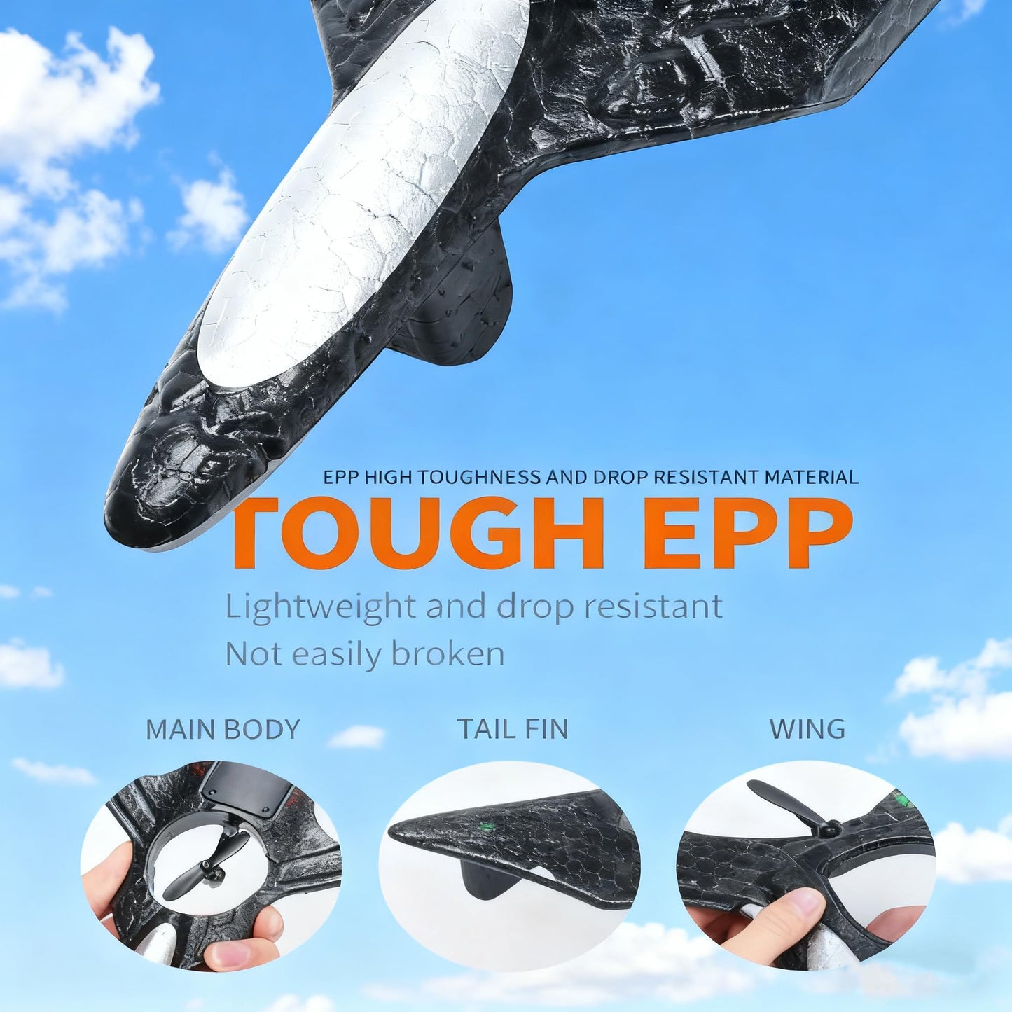 Pipihome Avion RC din Spumă 2.4 GHz, giroscop