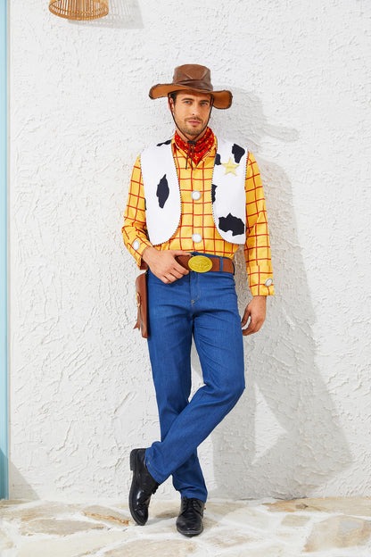 AYYOHON Woody Set costum cowboy șerif pentru adulți cu pălărie și accesorii L