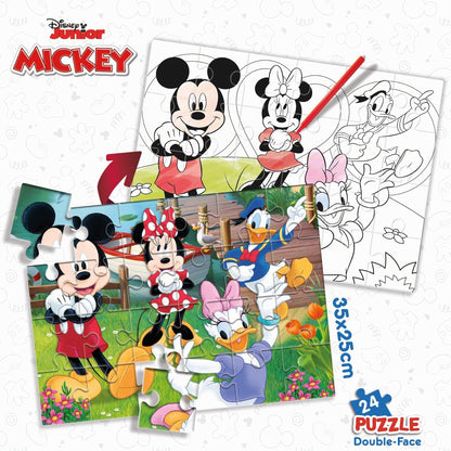 Lisciani Mickey MaxiPlus Puzzle dublu față 24 piese pentru copii de la 3 ani