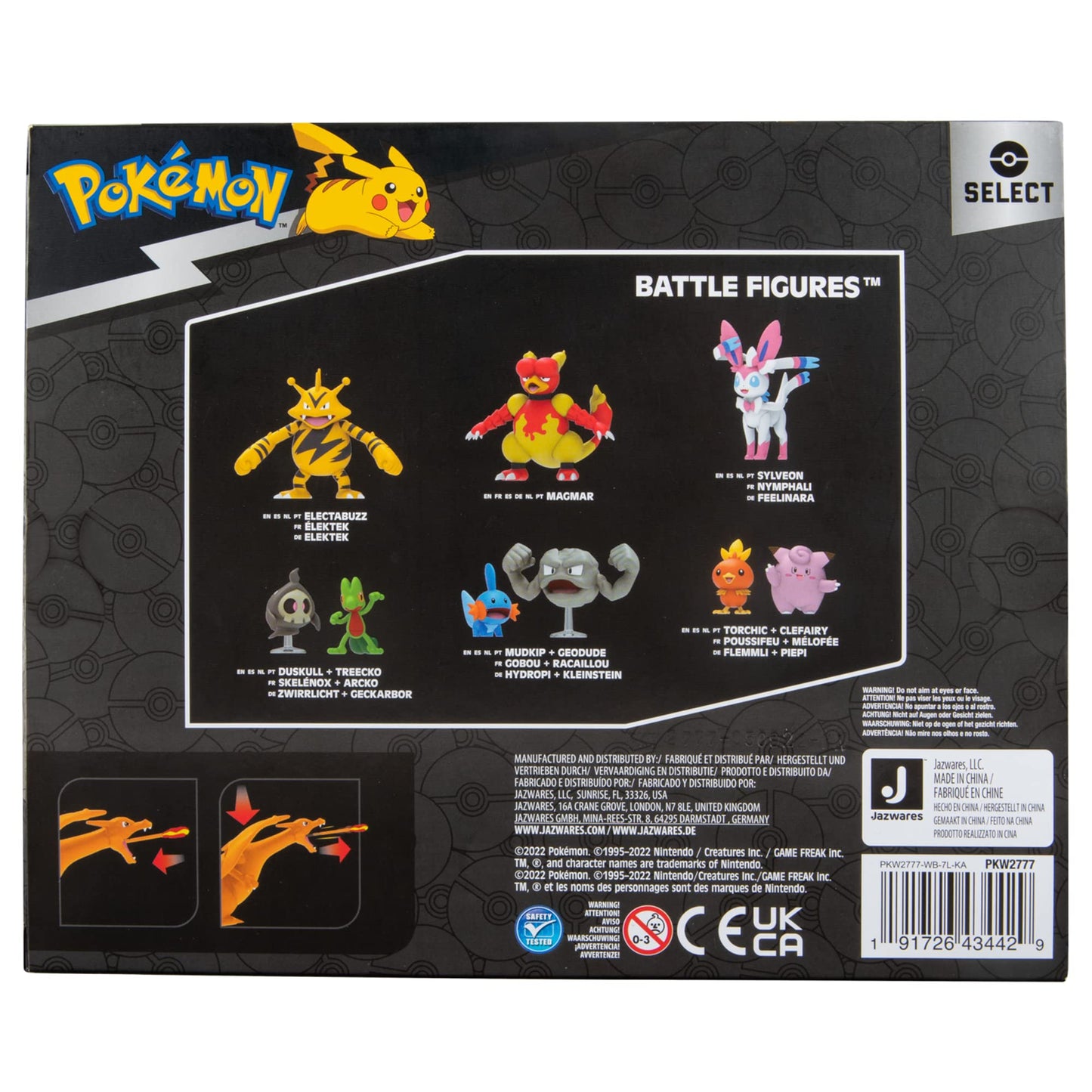 Pokémon PKW2777 - Multipack Select Entwicklungs - Glumanda, Glutexo, Glurak, set oficial cu figurine