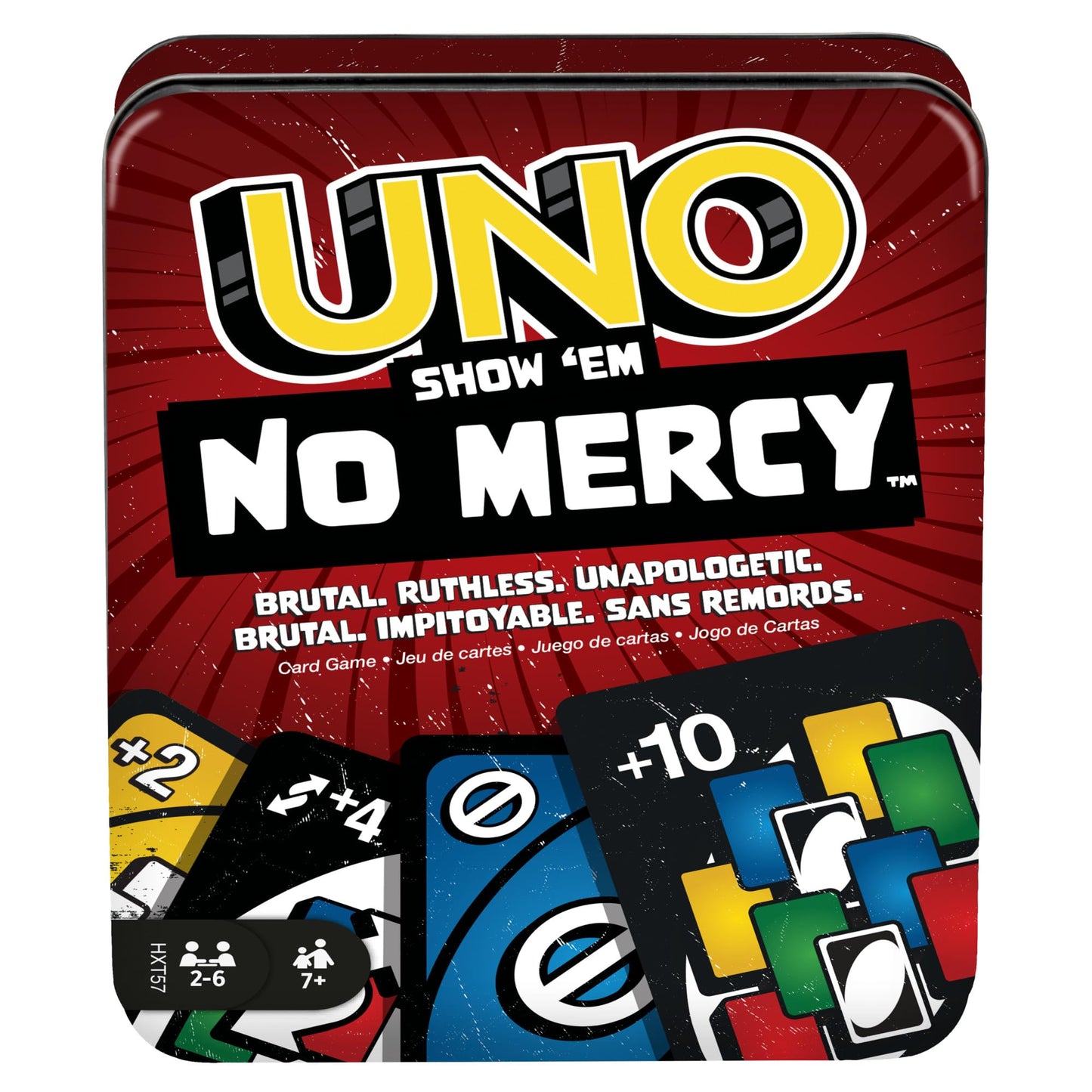 Mattel Games UNO No Mercy Joc de cărți cu reguli speciale și pedepse dure pentru copii și adulți