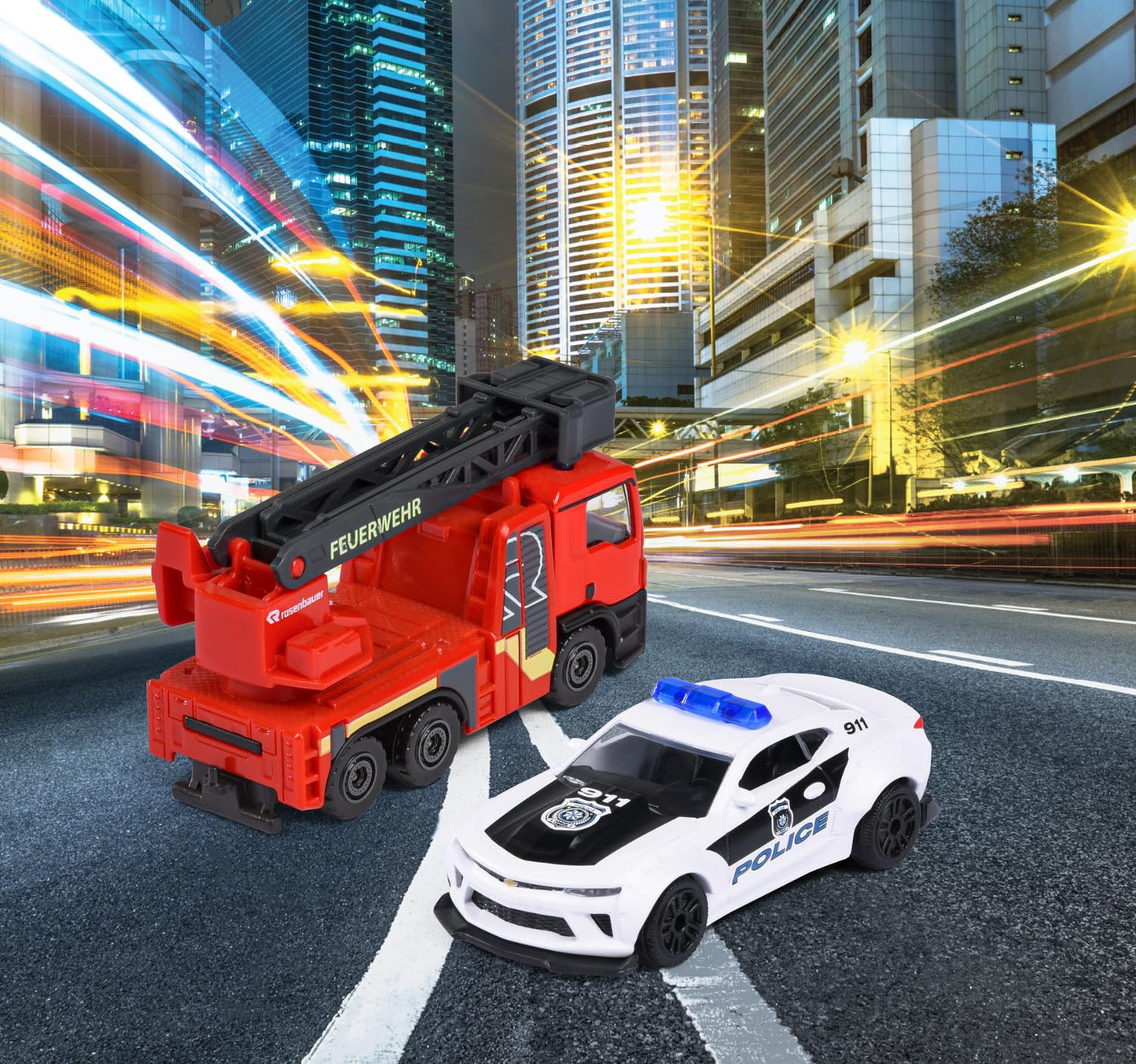 Majorette Auto Rescue Premium Set de jucărie cu 1 mașinuță metalică de intervenție cu rulare liberă și piese mobile, 3+ ani