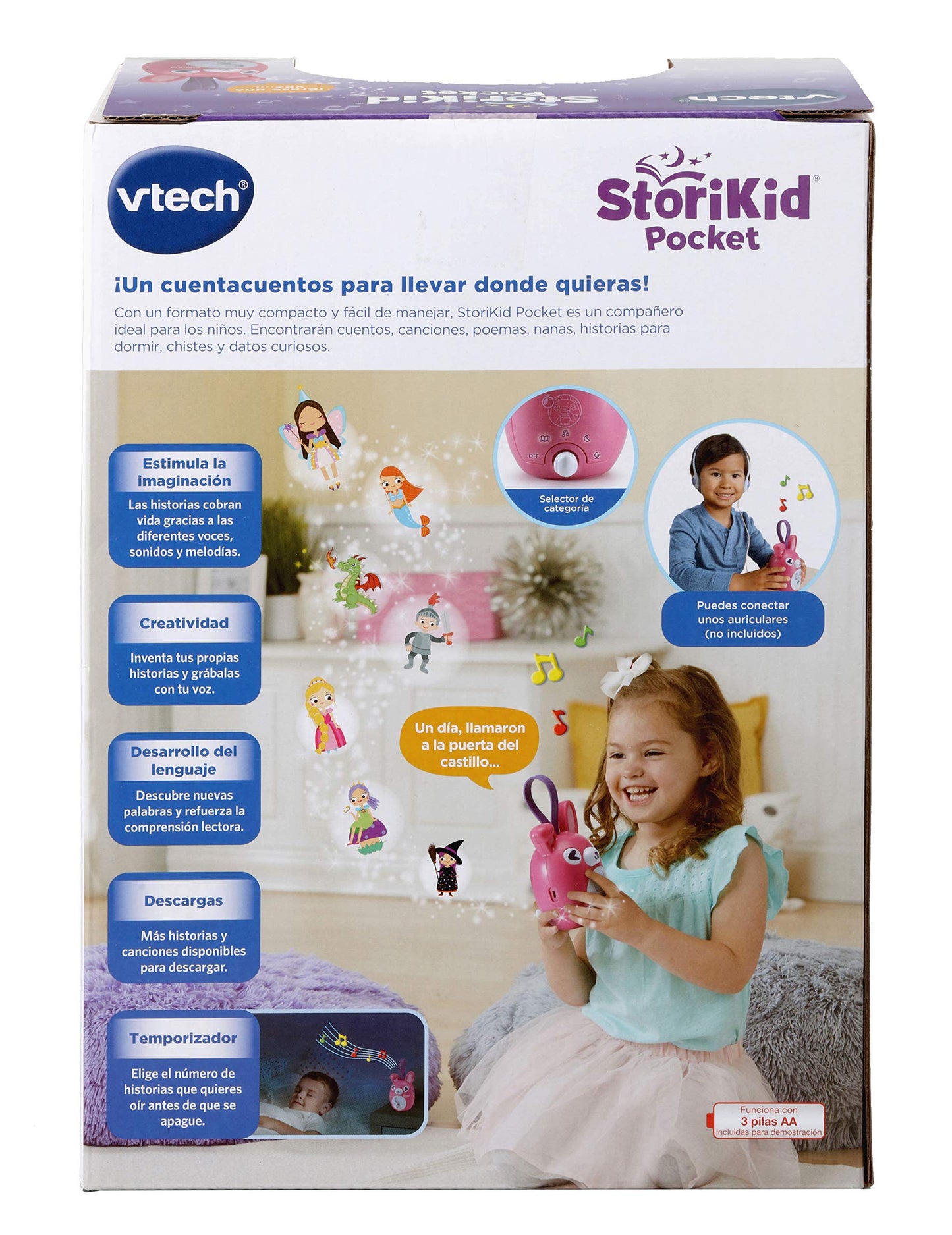 VTech StoriKid Pocket Povestitor, roz (versiune spaniola)
