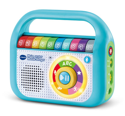 VTech Baby Primul meu player muzical – 40 de melodii, Bluetooth și funcție de înregistrare – Pentru copii de 2-5 ani, Albastru