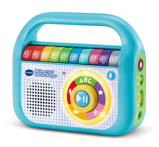 VTech Baby Primul meu player muzical – 40 de melodii, Bluetooth și funcție de înregistrare – Pentru copii de 2-5 ani, Albastru