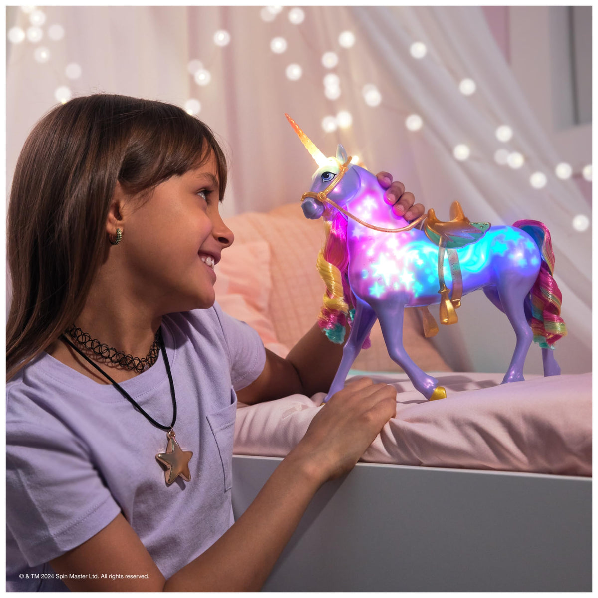 Unicorn Academy Jucărie Interactivă Unicorn Wildstar cu Lumină Curcubeu, Sunete și Muzică pentru Fete de la 4 Ani