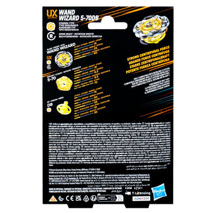 Hasbro Beyblade X Wand Wizard 5-70DB UX Set de start cu top și lansator pentru copii de la 8 ani (albastru)