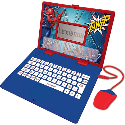 Lexibook Spider-Man Laptop educațional bilingv italiană-engleză jucărie cu 124 activități de învățare, joc și muzică 2+ ani (albastru/roșu)