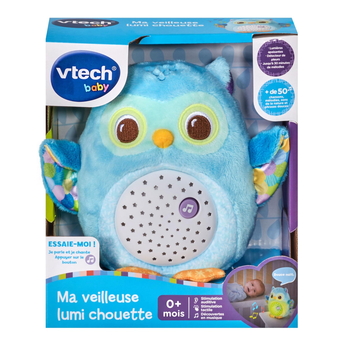VTech Lumi Eule Set de noapte muzical din pluș pentru bebeluși cu muzică liniștitoare și lumini, de la naștere