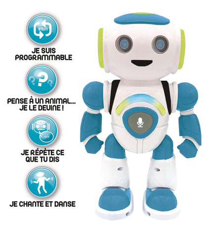 Robot inteligent Lexibook ROB20FR Jr. - citește gânduri, dansează, cântă, quizuri cu animale, karaoke programabil, STEM, albastru/verde (versiune franceză)