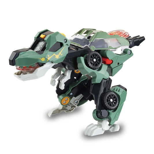 VTech Switch and Go Dinos Launcher T-Rex – Dino-Auto Transformer 2-in-1 cu efecte sonore și luminoase – Cu dispozitiv de lansare – Pentru copii 3-8 ani, verde