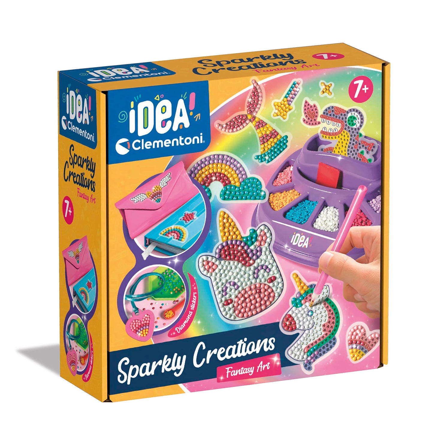 Clementoni Idea Set creativ Sparkly Creations cu stickere 3D diamant pentru copii de la 7 ani