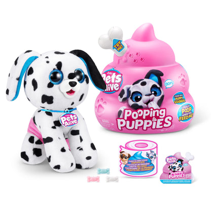 Jucarie de plus surpriza Catelus Interactiv Pets Alive Pooping Puppies