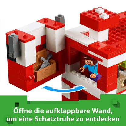 LEGO Minecraft 21270 Set de construcție Casa vacii ciupercă cu 500 piese pentru copii de la 8 ani