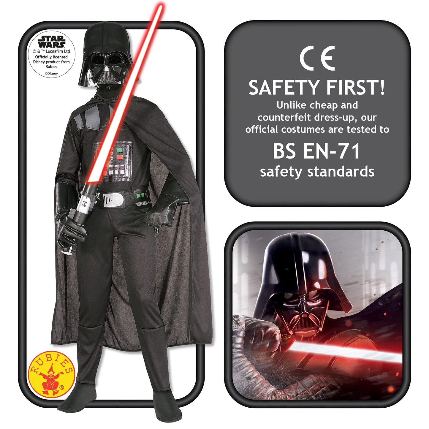 Rubie's Costum Oficial Disney Star Wars Darth Vader, Mărime copii S, Vârsta 9-10 ani