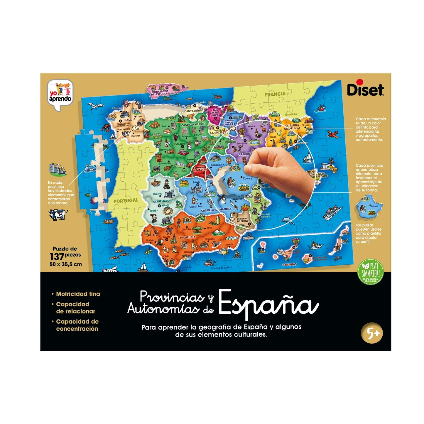Diset - Provincii și Autonomii din Spania, Puzzle educativ pentru a învăța geografia Spaniei de la 5 ani