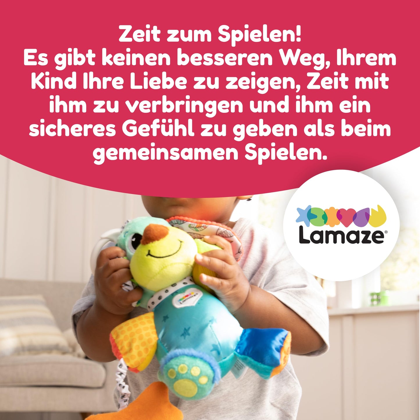 Lamaze Câine sonor Clip & Go, jucărie cărucior