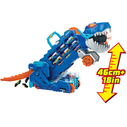 Hot Wheels City T-Rex Transporter cu pistă, 4+ ani