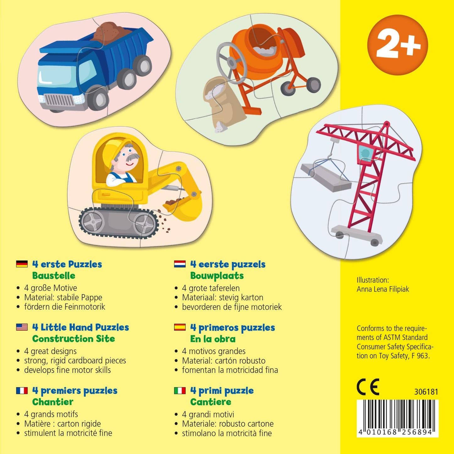 HABA 4 erste Puzzles Baustelle Set de puzzle 4 piese de la 2 ani