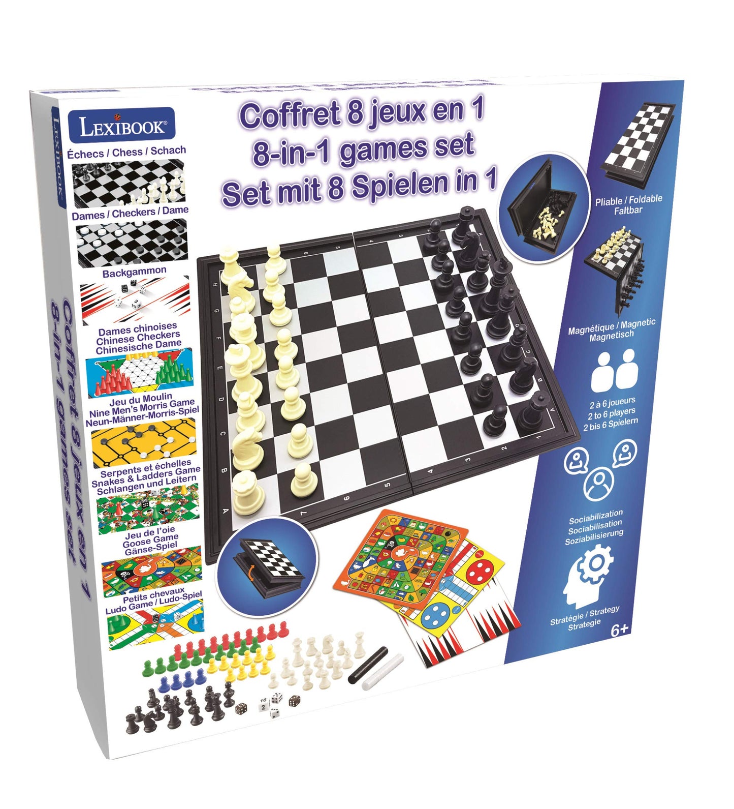 Lexibook JGM800 Set 8 jocuri de masa magnetice