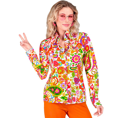 WIDMANN MILANO PARTY FASHION - Bluză pentru femei din anii '60, stil Hippie, Reggae, Flower Power, Disco Fever
