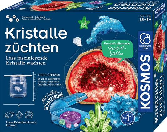 KOSMOS 645601 - Set complet pentru creșterea cristalelor fascinante - Cristale strălucitoare, cutie de comori, decor, kit de experimente - Pentru copii 10-14 ani