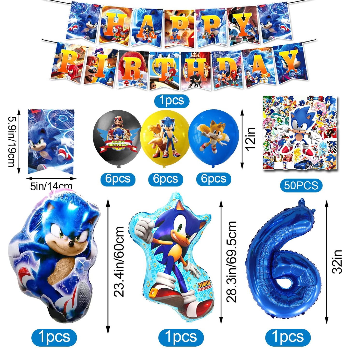 miazcww WB89 Set de petrecere pentru ziua de naștere 101 piese decor pentru 6 ani