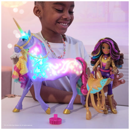 Unicorn Academy Jucărie Interactivă Unicorn Wildstar cu Lumină Curcubeu, Sunete și Muzică pentru Fete de la 4 Ani