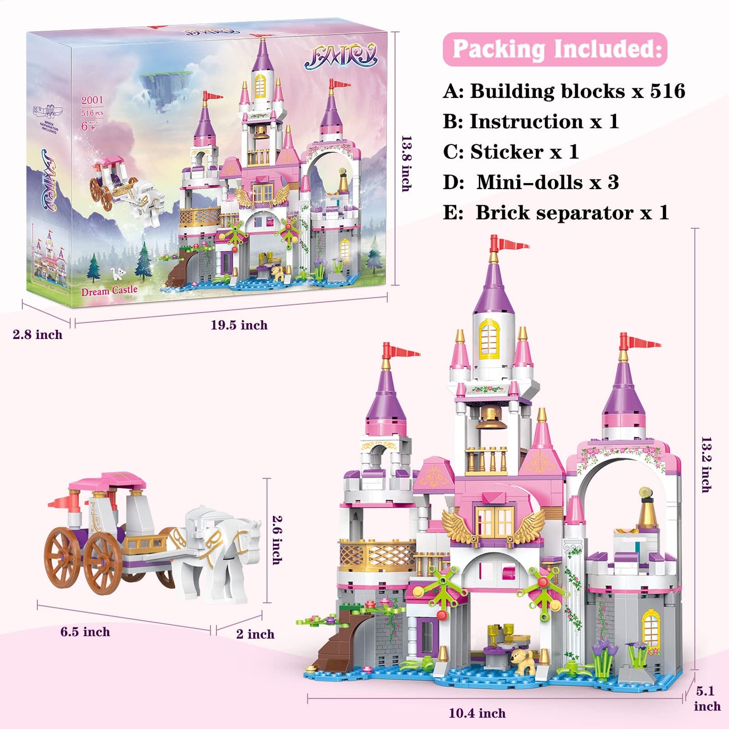 COGO Set de constructie Castelul Fetei, 516 piese, 6+ ani