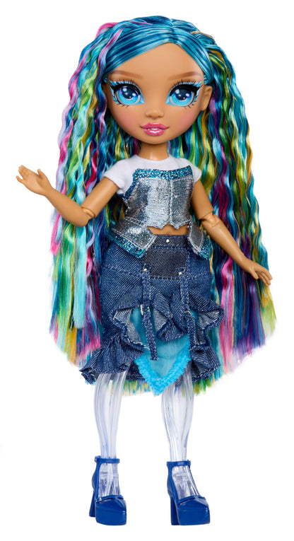 Rainbow High Rainbow Shimmers cu Slime - Skyler, Albastru - 28 cm Păpușă de Modă cu 1 Set de Slime și 1 Pisicuță de Companie