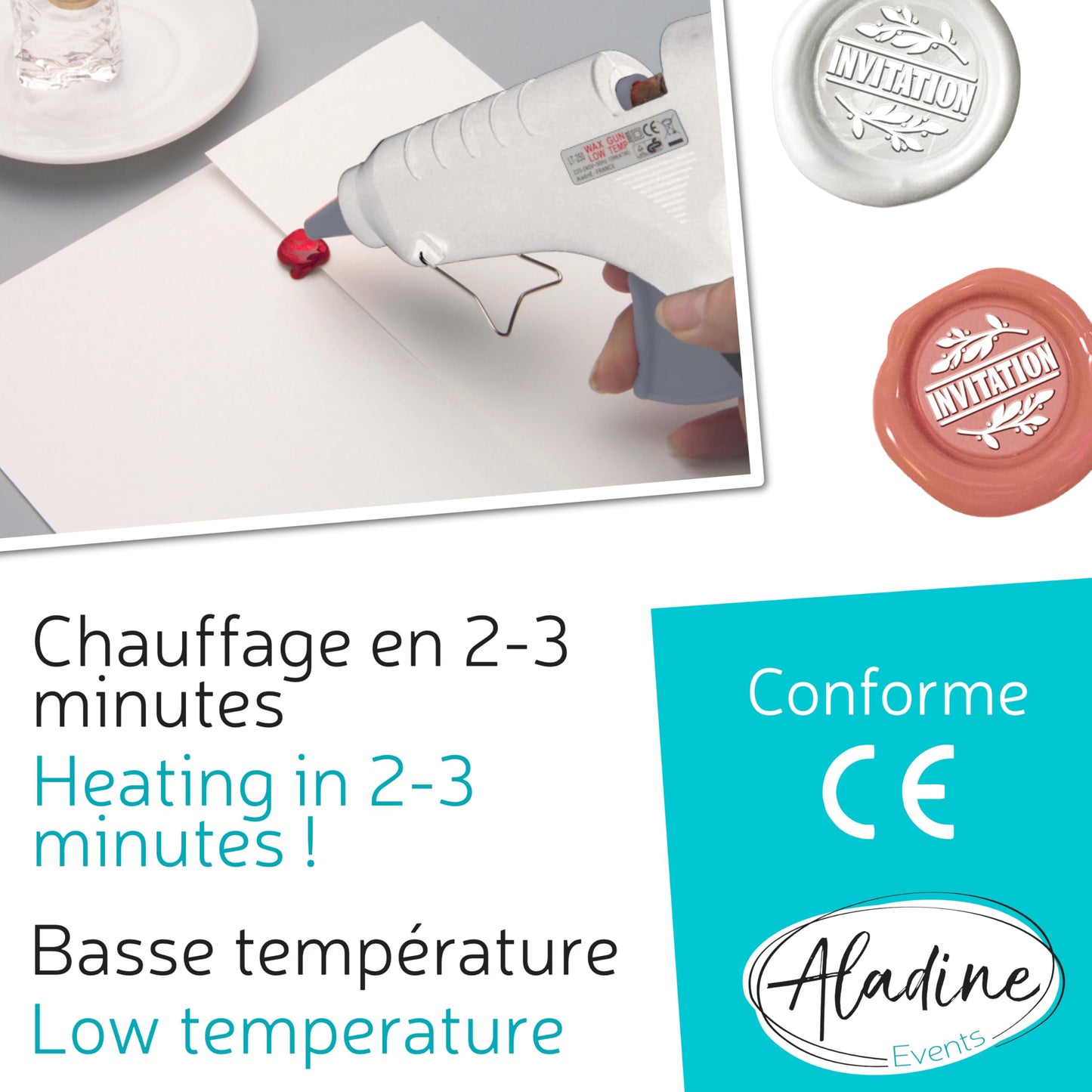Aladine – 72606 – Freizeit Kreative – Pistol pentru bețe de ceară rotunde – 240 V