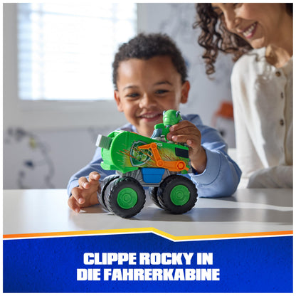 PAW PATROL Rescue Wheels Set de joacă Monstertruck reciclare Rocky cu lansator de proiectile și figurină câine 3+ ani
