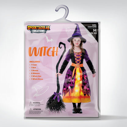 Spooktacular Costum vrajitoare cu LED, portocaliu