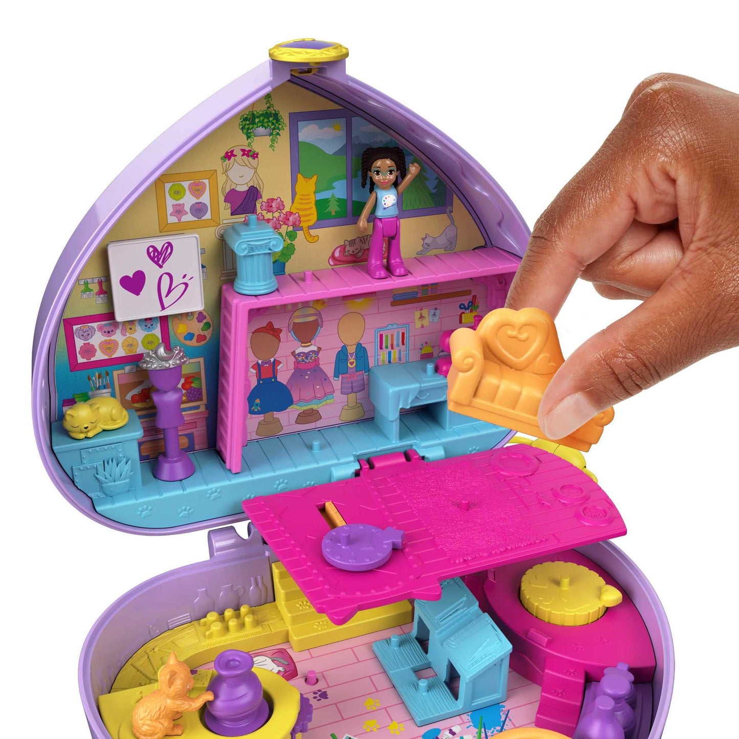 Polly Pocket HGT15 Set Atelier de Artă, 12 accesorii, 4+ ani