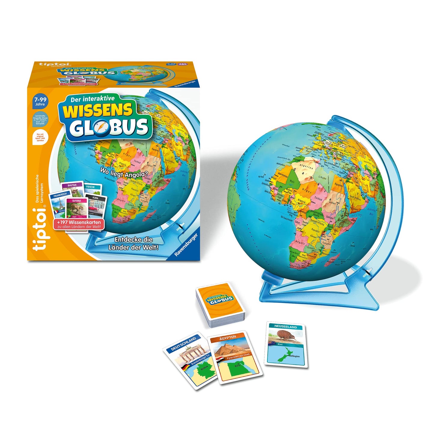 Ravensburger tiptoi 00107 Glob interactiv, 197 tari, 7+ ani